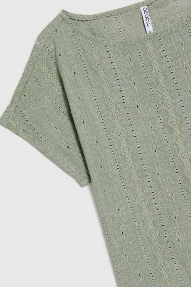 Bluzka z krótkimi rękawami oliwkowa