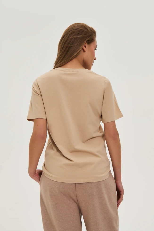 Gładki t-shirt beżowy