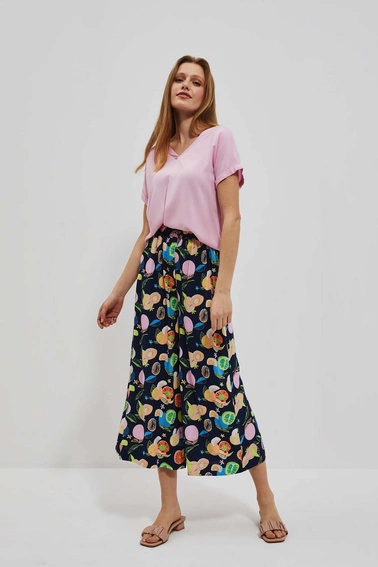 Wiskozowa koszula z dekoltem w serek pudrowo-różowa