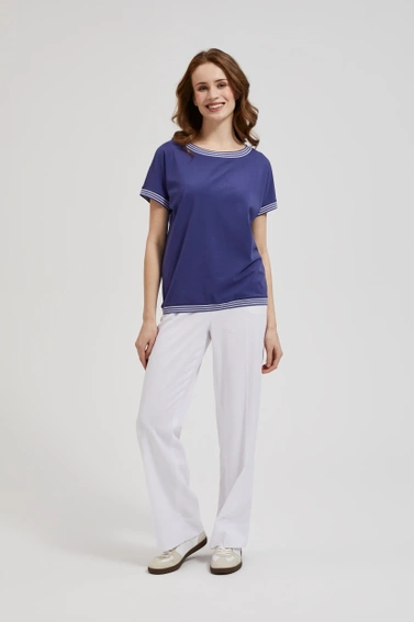 Bluzka z paskami na dekolcie i ramionach fioletowa