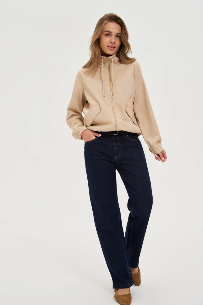 Bluza zapinana na zamek beżowa