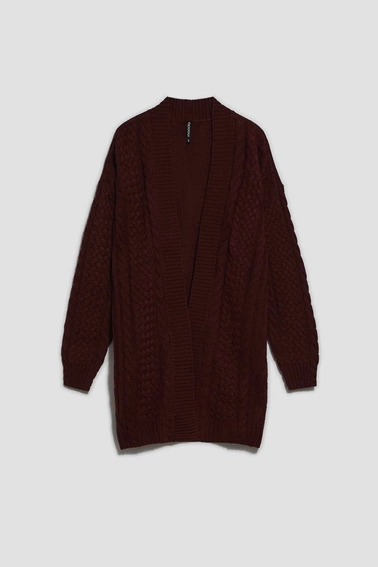 Długi kardigan kasztanowy