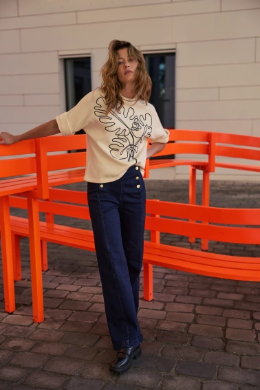 Jeansy wide leg granatowe