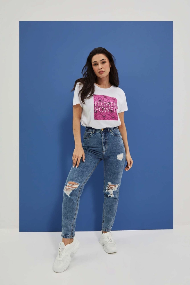 Jeansy boyfriend z przetarciami