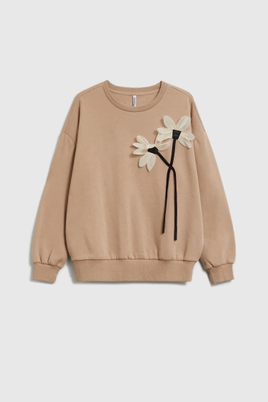 Bluza z kwiatem beżowa