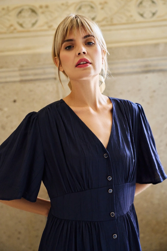 Sukienka z wiskozy granatowa