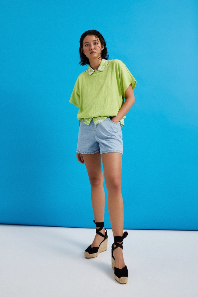 Bluzka z okrągłym dekoltem zielona