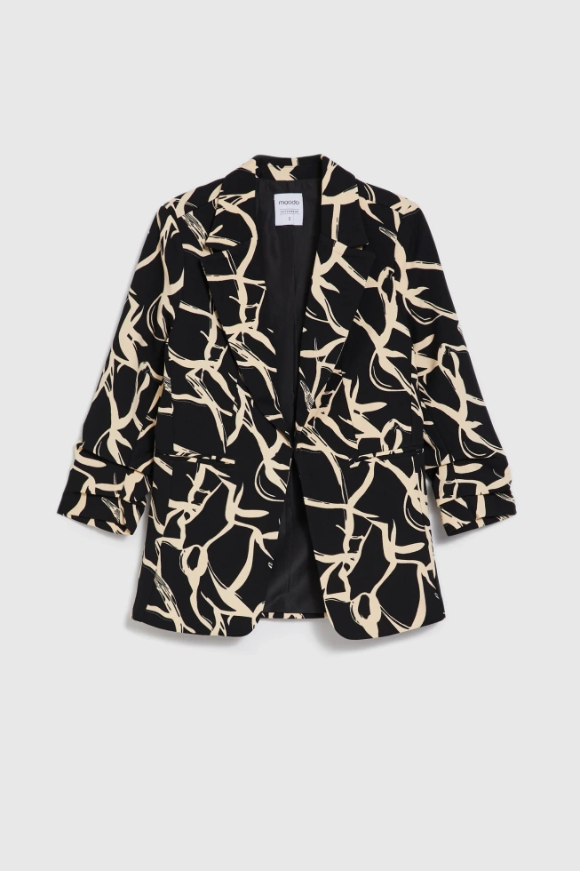 Marynarka z marszczonymi rękawami 3/4 czarna