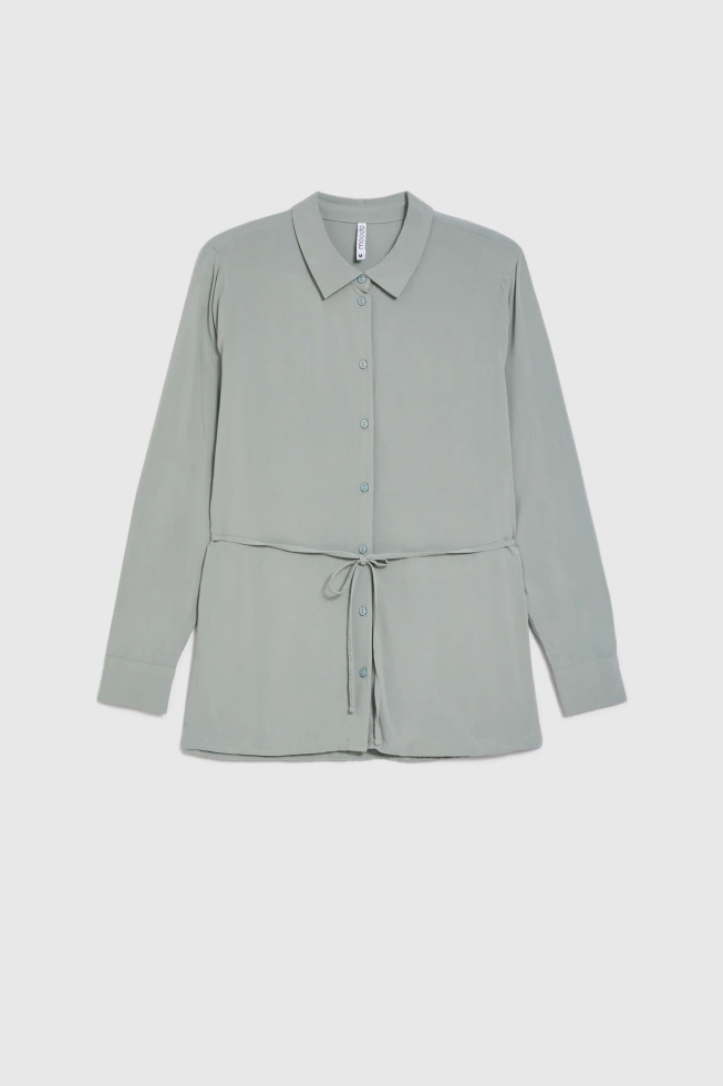 Koszula z wiązaniem oliwkowa
