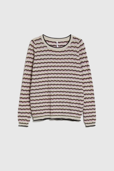 Sweter w paski beżowy