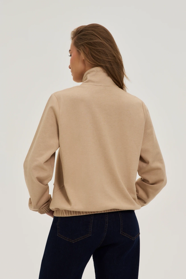 Bluza zapinana na zamek beżowa