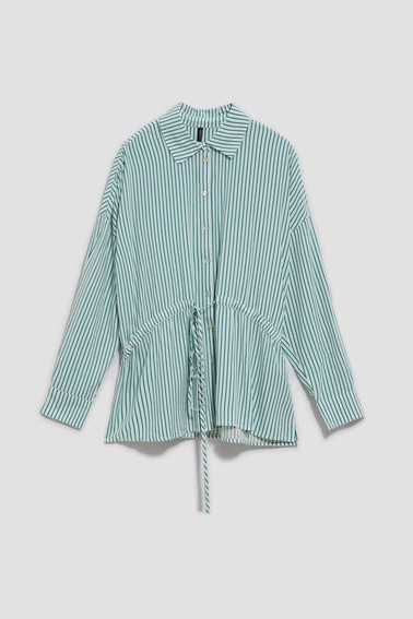 Koszula w paski biało zielona