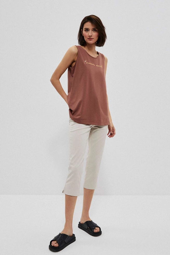 Koszulka z metalicznym nadrukiem czekoladowa