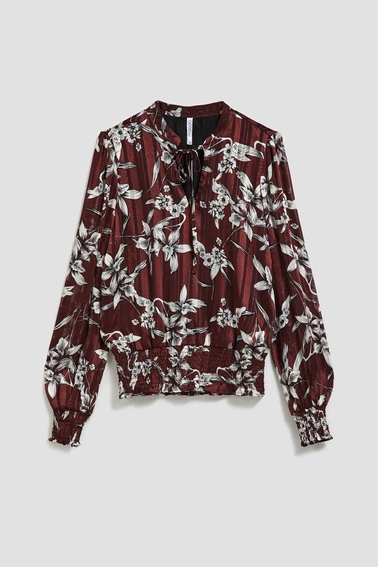 Koszula z kwiatowym wzorem kasztanowa