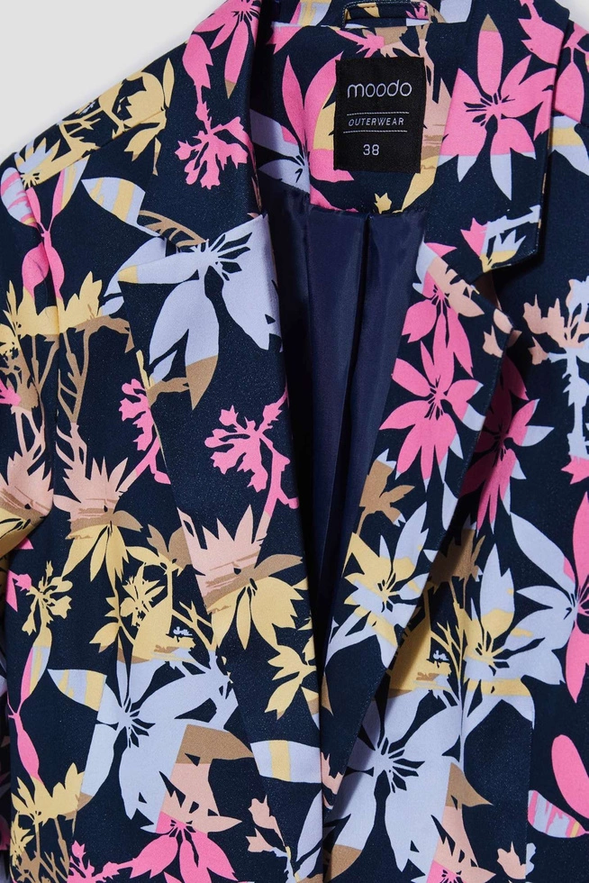 Jednorzędowa marynarka z roślinnym printem