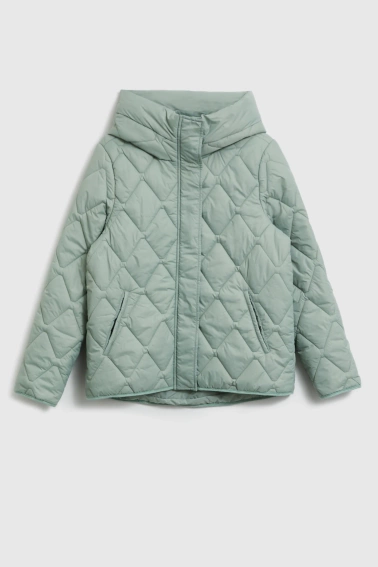 Pikowana kurtka z kapturem oliwkowa