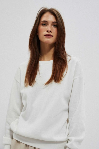 Bluza z dekoltem na plecach perłowa