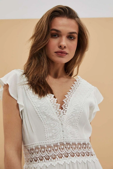 Sukienka boho z koronką biała