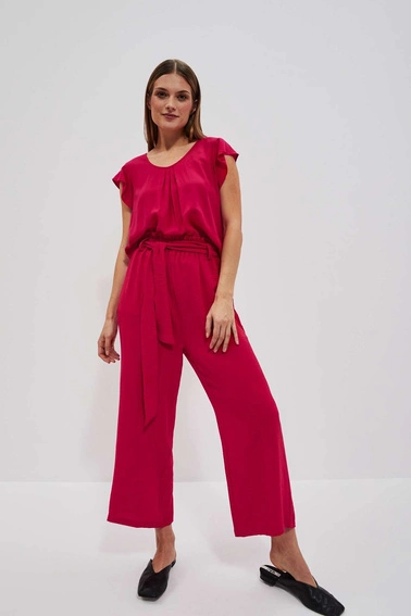 Luźna koszula z krótkim rękawem truskawkowa