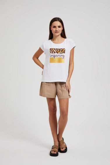 Bluzka z napisem i nadrukiem biała