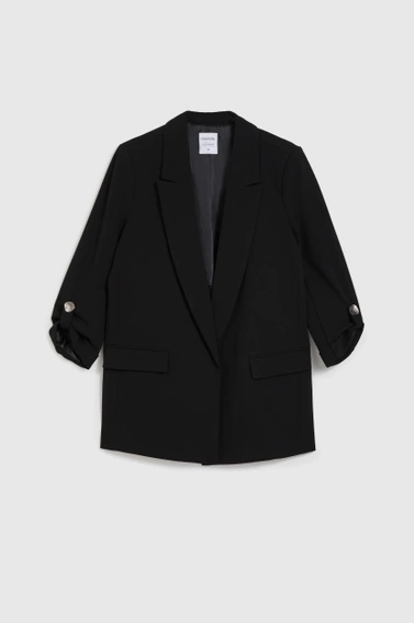 Marynarka z ozdobnymi guzikami na rękawach czarna