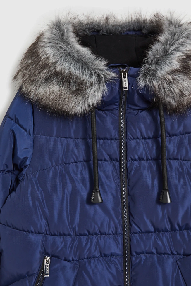 Zimowa pikowana kurtka granatowa