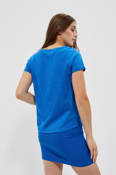 Bawełniany t-shirt z kieszkonką niebieski