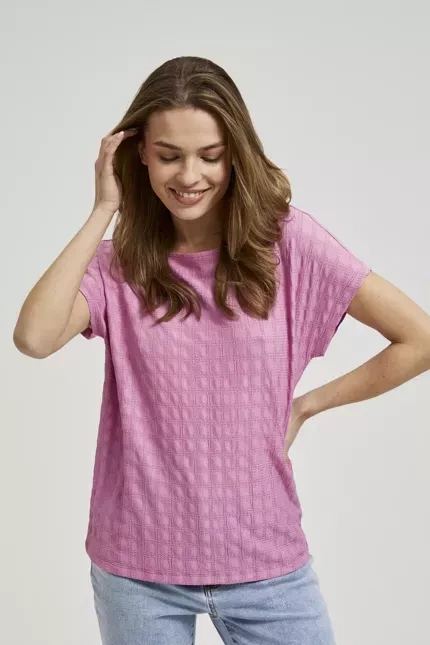 Bluzka różowa z krótkimi rękawami