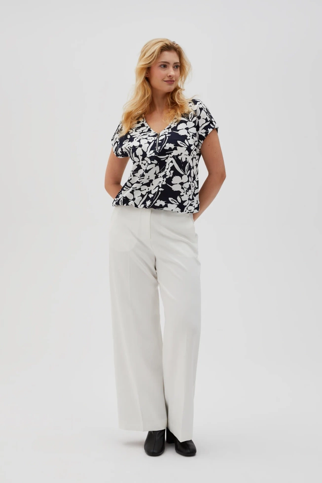 Wiskozowa koszula z zamkiem granatowa