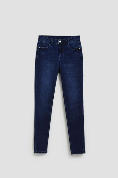 Jeansy rurki z efektem push up granatowe