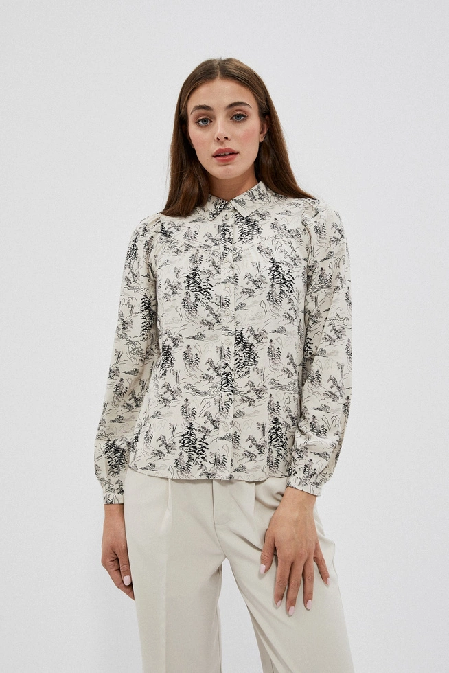 Wzorzysta koszula w kolorze beżowym