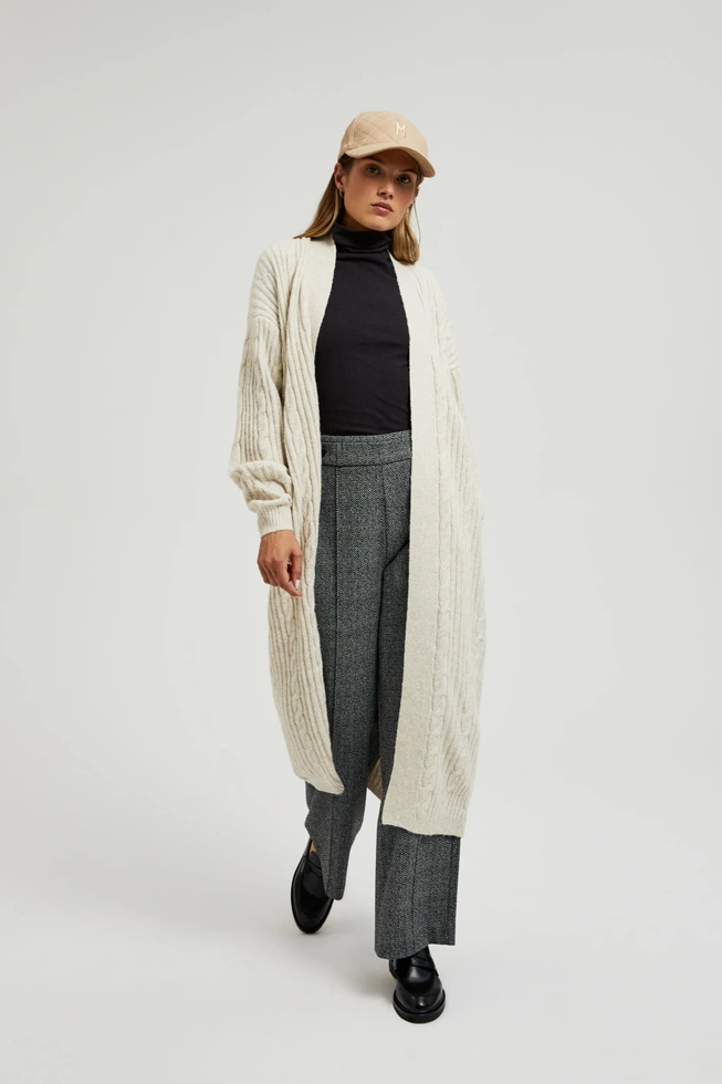 Długi kardigan beżowy