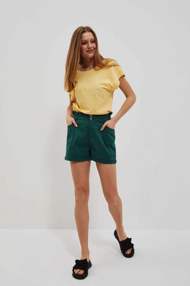 Szorty typu paperbag malachitowe