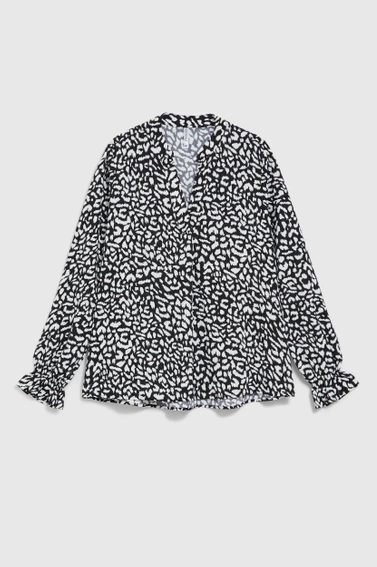 Koszula z dekoltem w serek bez kołnierzyka czarna