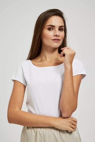 T-shirt z okrąłym dekoltem i krótkimi rękawami biały