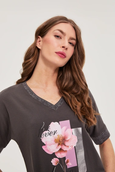 Bluzka z nadrukiem brązowa