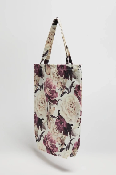 Bawełniana torba w kwiatowy wzór biała