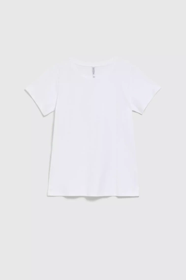 Gładka bluzka z okrągłym dekoltem biała