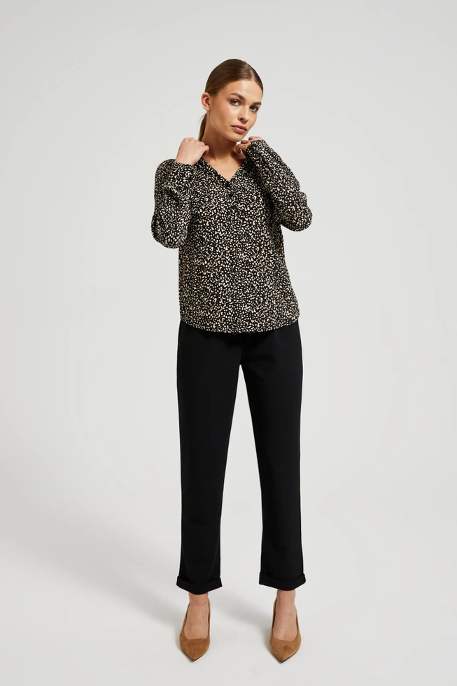 Wzorzysta koszula z długimi rękawami czarna