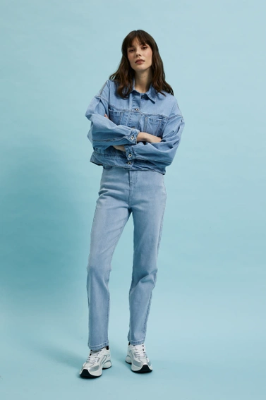 Krótka jeansowa kurtka niebieska