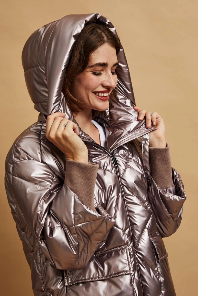 Metaliczna pikowana kurtka