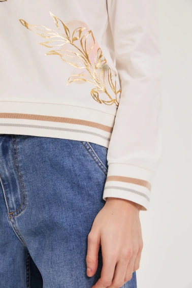 Bawełniana bluzka z nadrukiem biała