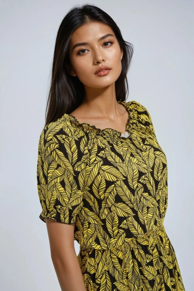 Sukienka z wiskozy żółta