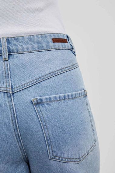 Jeansy mom fit z przetarciami błękitne