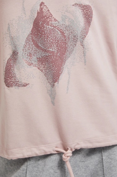 Bluza z nadrukiem i wiązaniem różowa 