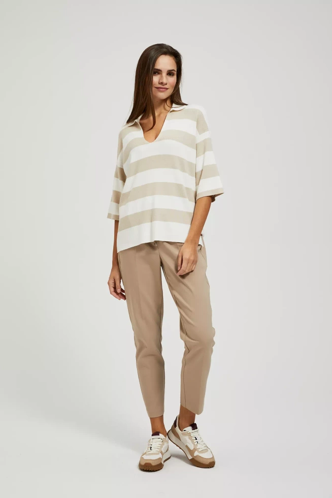 Spodnie w kant z wiązaniem w pasie