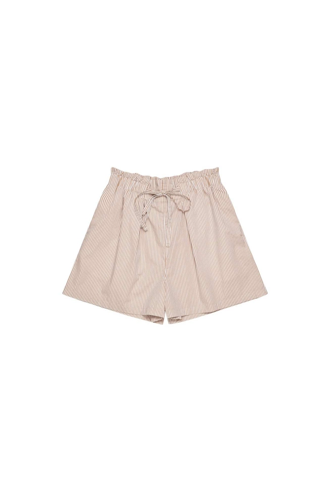 Bawełniane szorty w paski perłowo brązowa