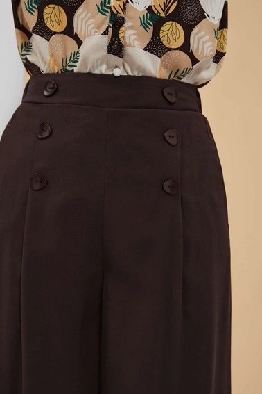 Spodnie kuloty z guzikami ciemnobrązowe