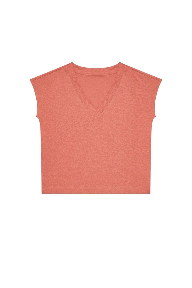 Bawełniany t-shirt z dekoltem V