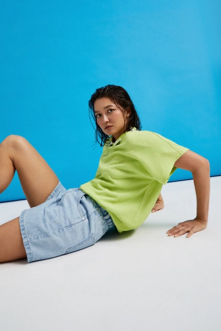 Bluzka z okrągłym dekoltem zielona